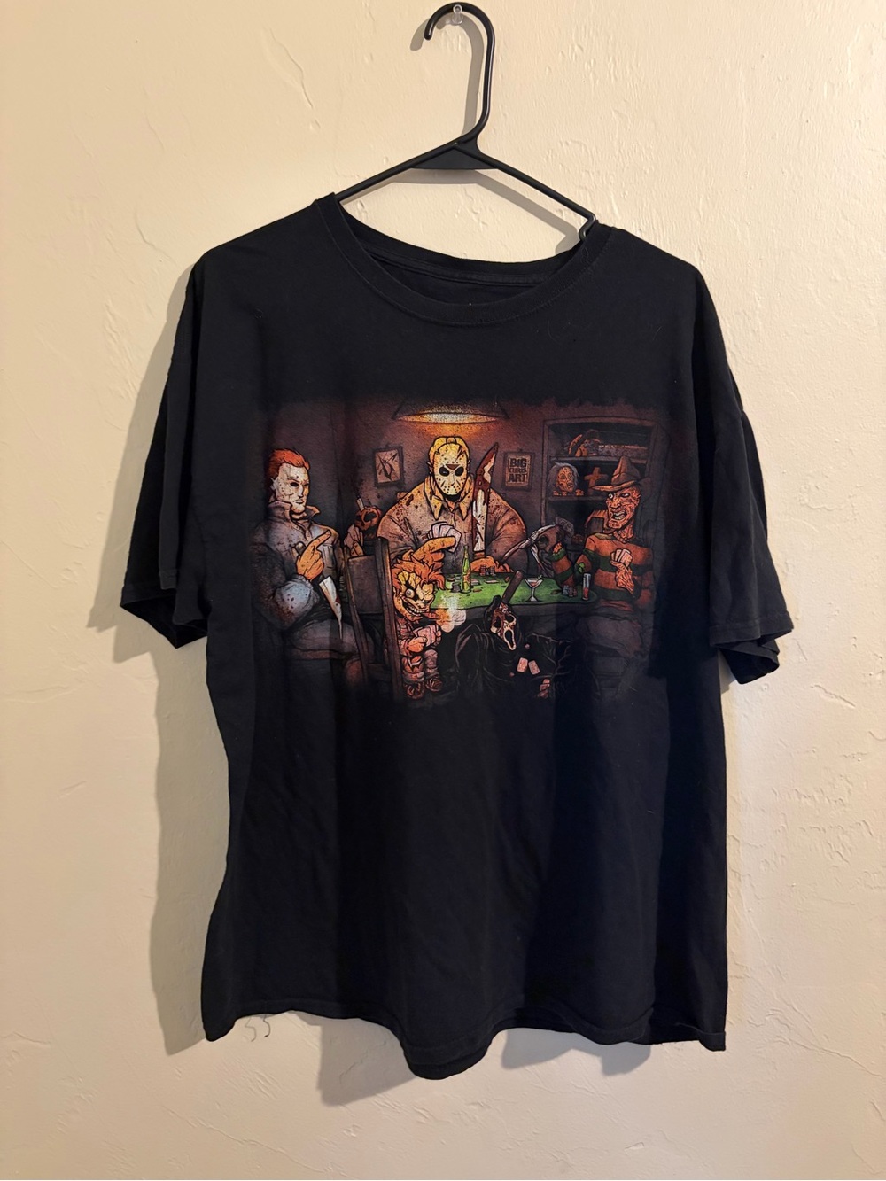 Men’s Get Down Art Horror Movie Slashers Playing Poker T-Shirt Big Chris Art XL